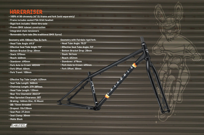 Fairdale Hareraiser 26" DJ Frame (Matte Black in S/M or M/L)